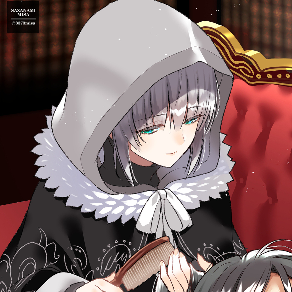 エルメロイⅡ世と髪を梳くグレイ(ゲーム周回中ver)＋眼鏡