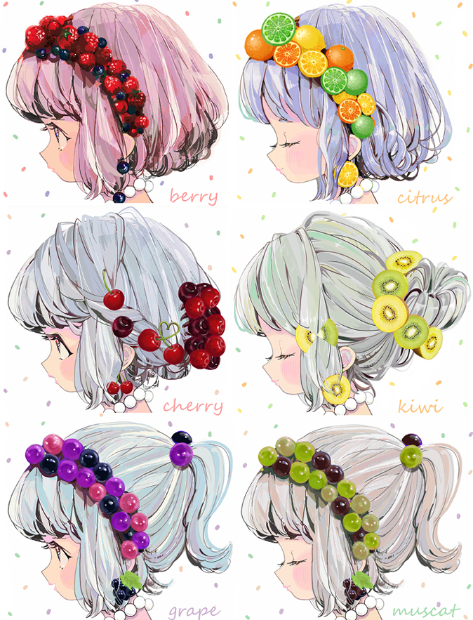 Girl's hair × fruits