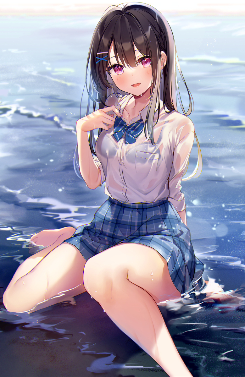 和班里的女生逃课来海边