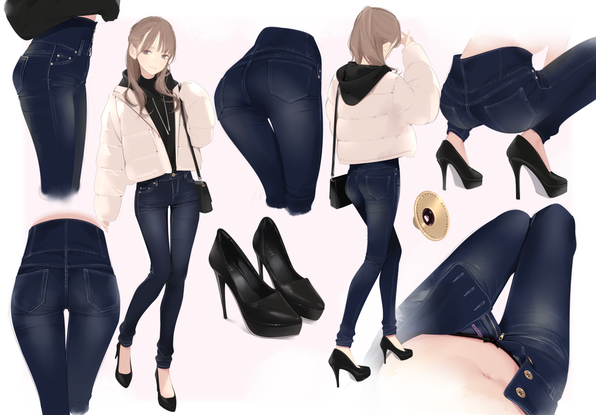 牛仔服的姐姐