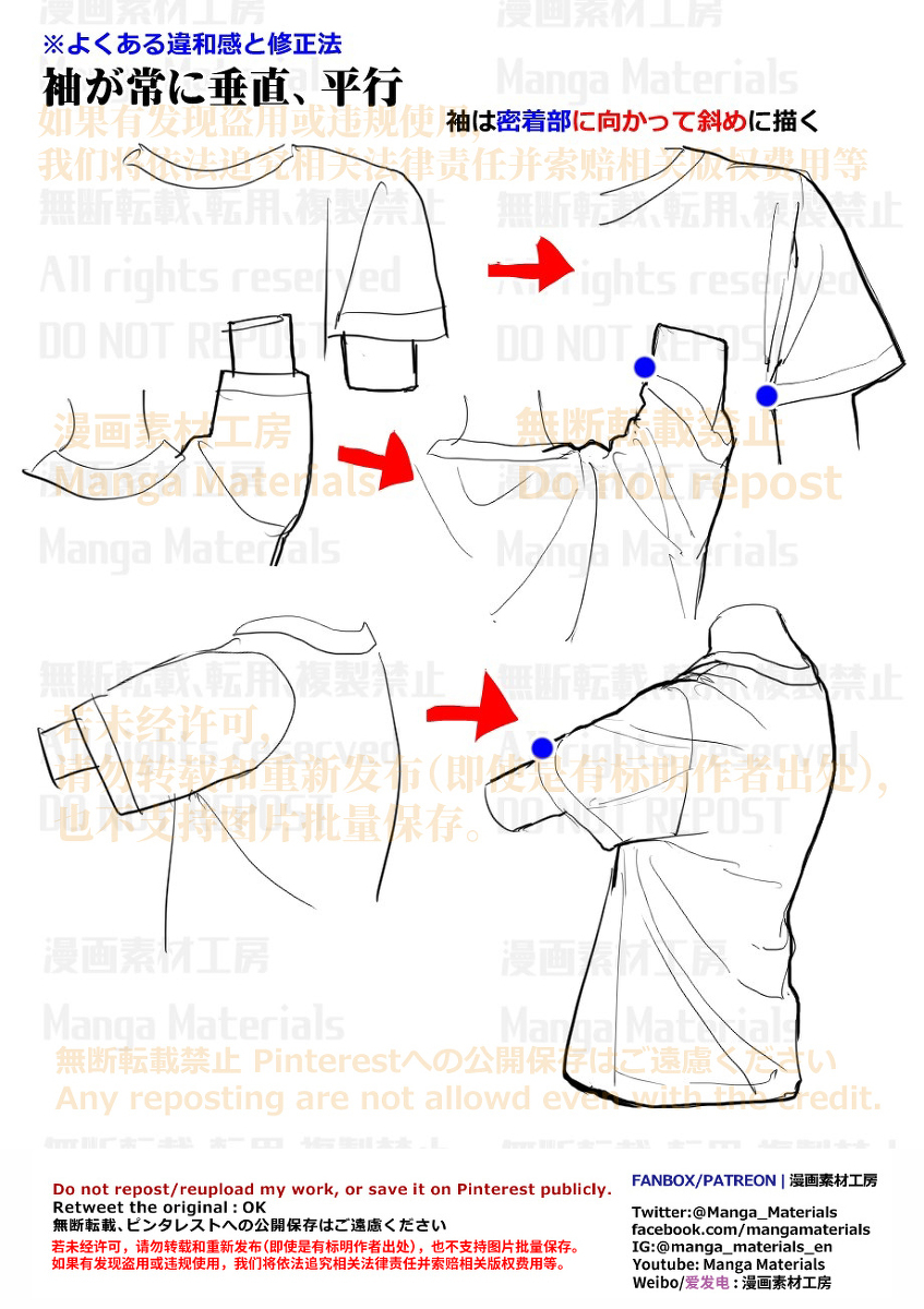 个人笔记: t恤的皱纹、袖子的变化