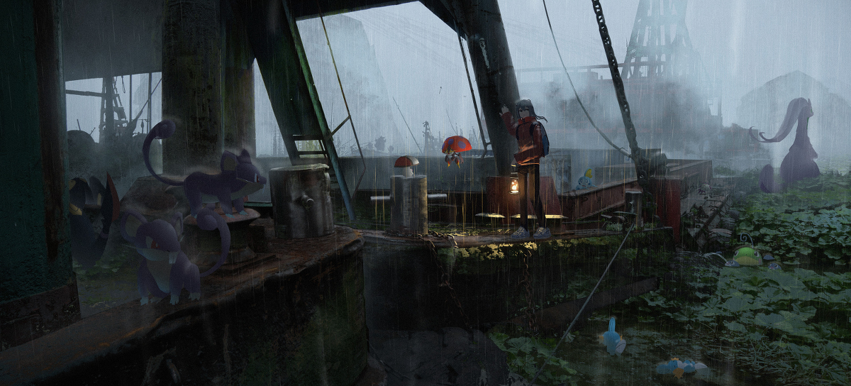 神奇宝贝与雨的废墟