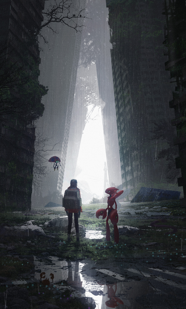 神奇宝贝与雨的废墟