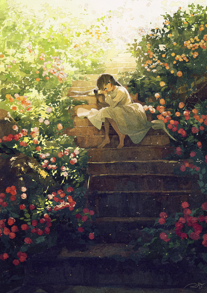 楼梯和花