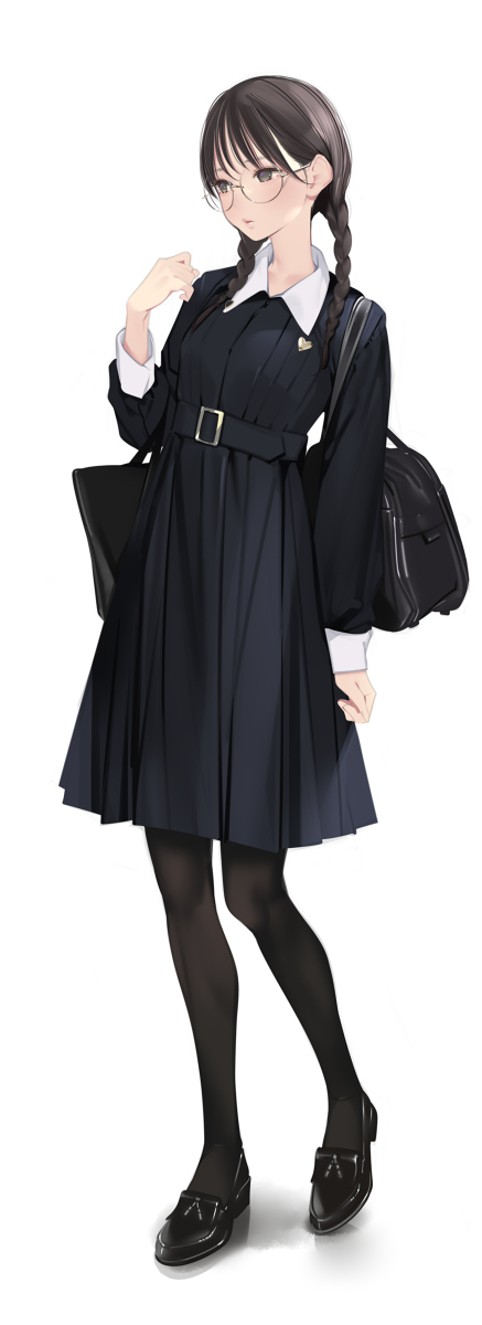 三股编织眼镜女孩