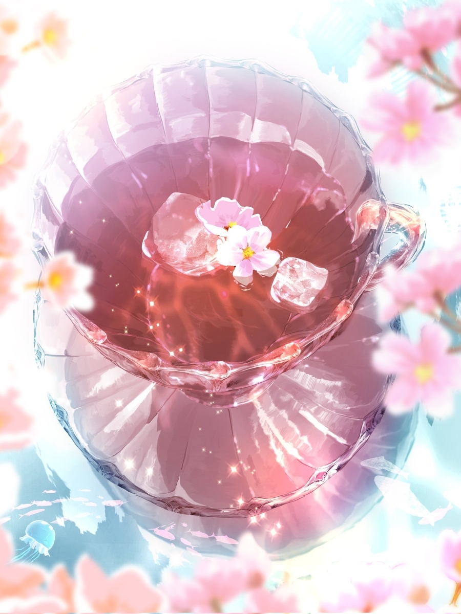 认真描绘的茶杯 &ldquo;樱花空添”