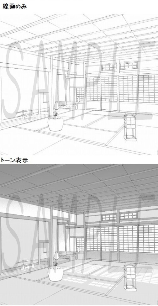 漫画水晶用 _ 背景素材和室02