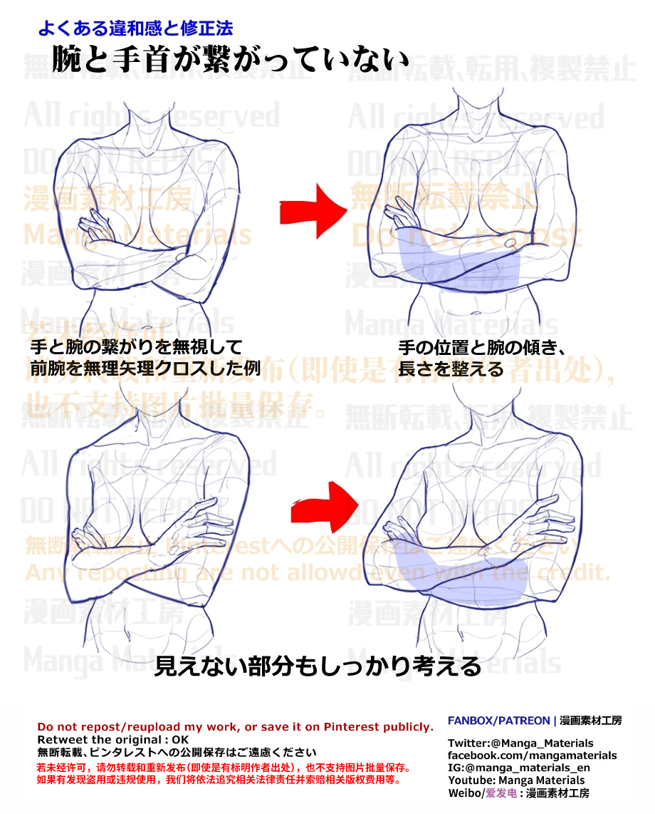 個人メモ：腕組みポーズのよくある違和感