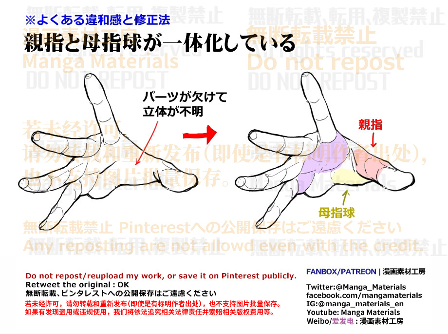 個人メモ：手の平のパーツを知る