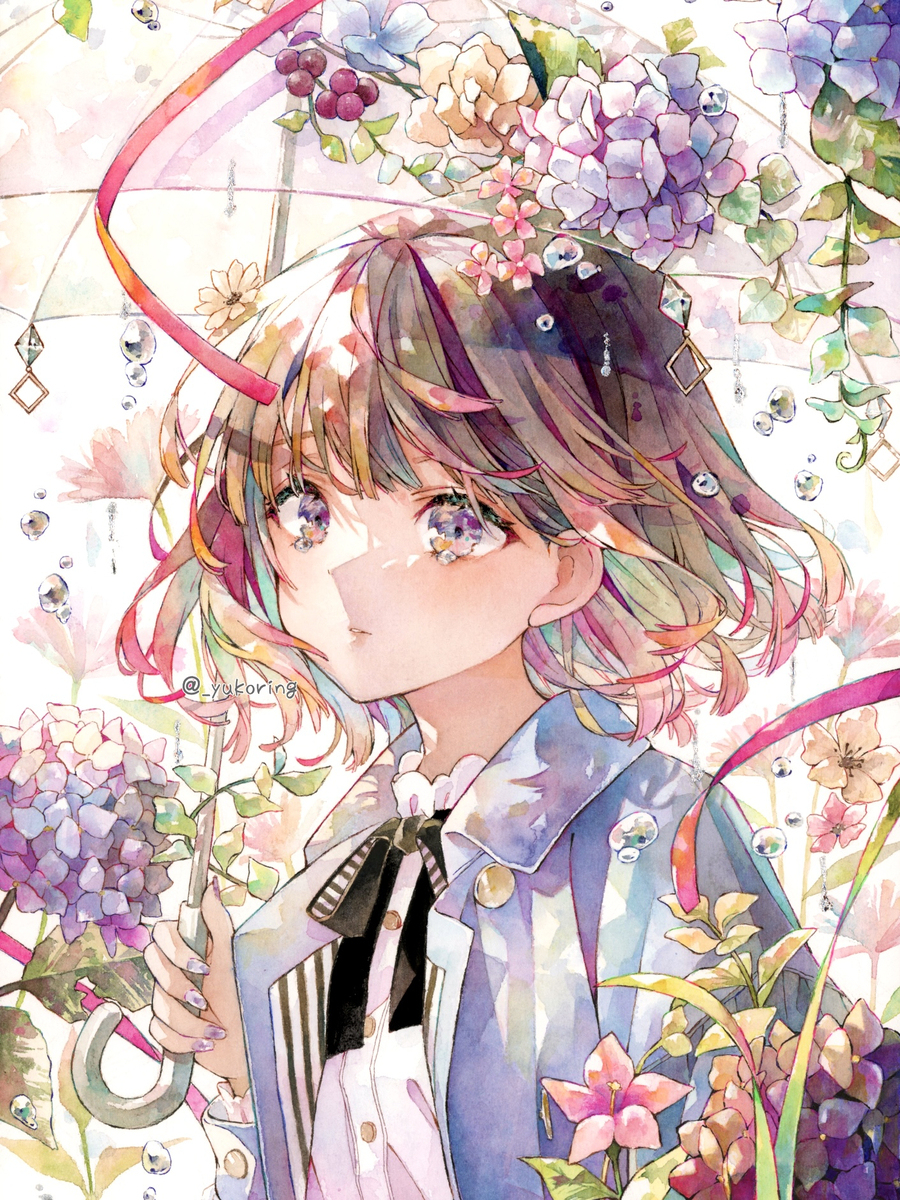 透明水彩 * 紫阳花伞