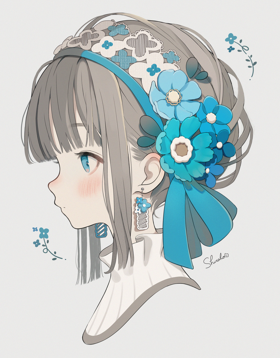 蓝色花的发箍