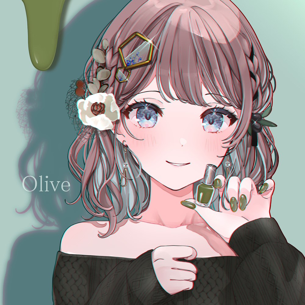 橄榄彩色美甲