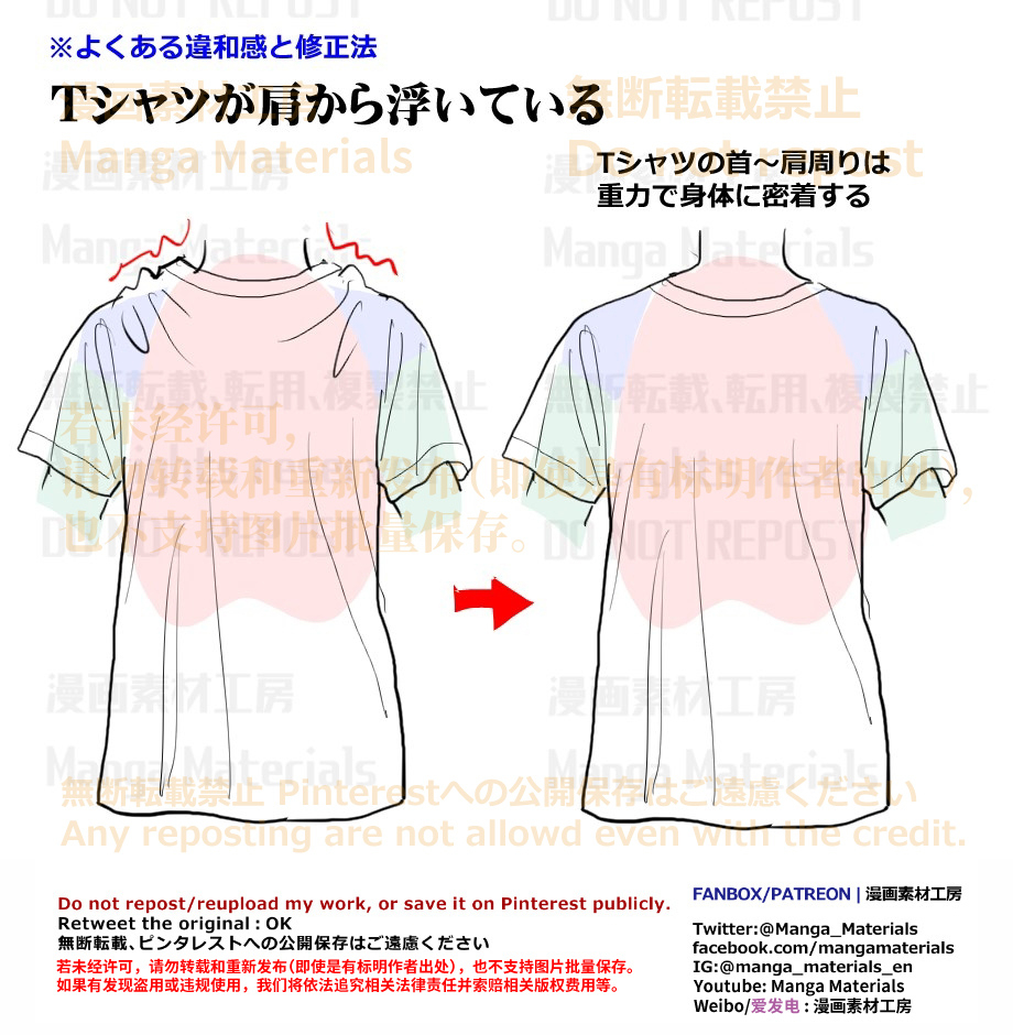 個人メモ：Tシャツの首～肩周り