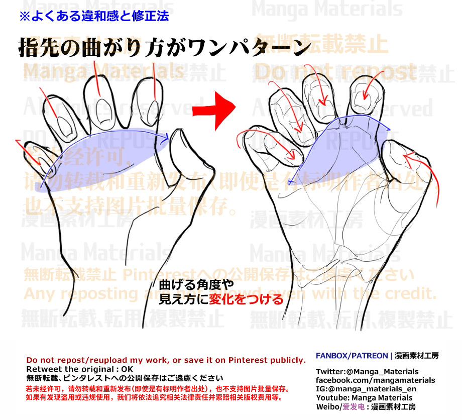 個人メモ：指の曲がり方