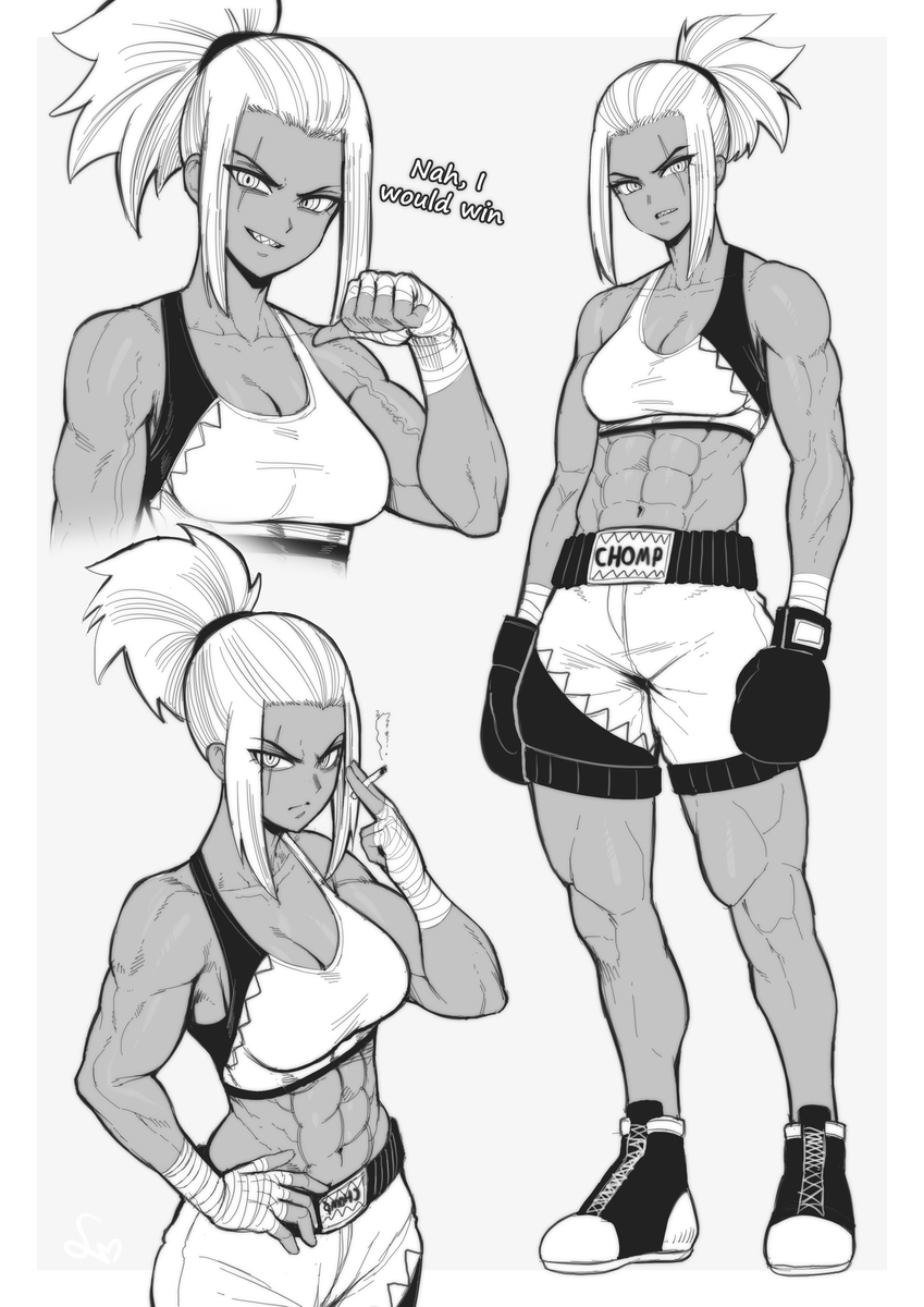 Buff boxing girl