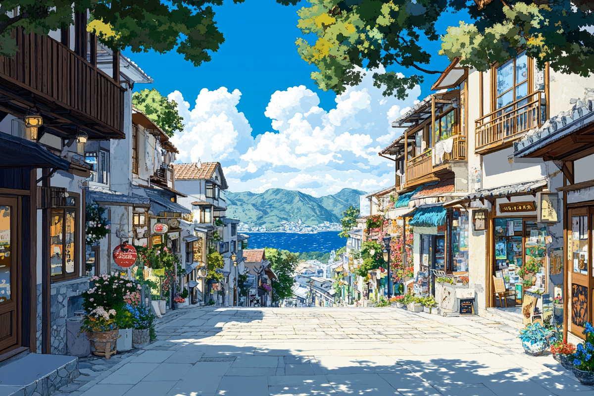 四季应时的街道_midjourney_风景 - 插画世界(pixiv)