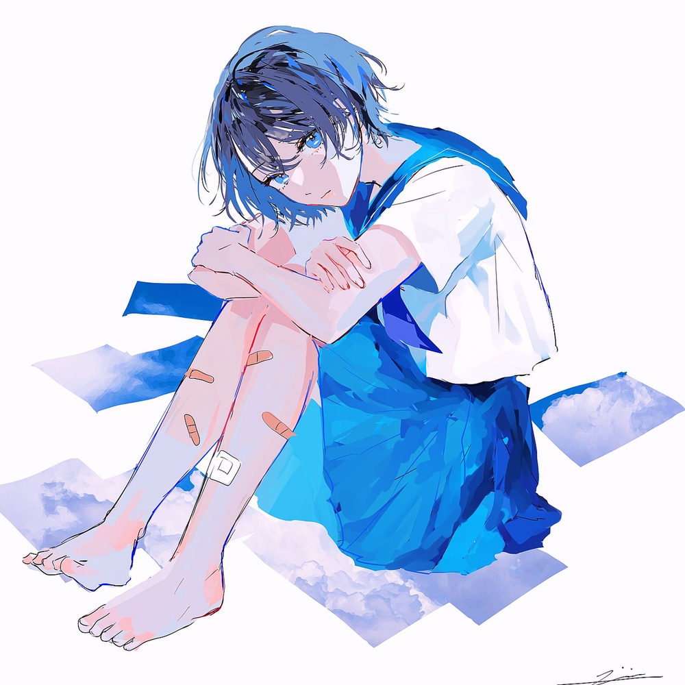 蓝色划痕