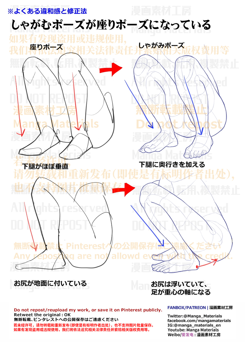 個人メモ：しゃがみポーズの描き方