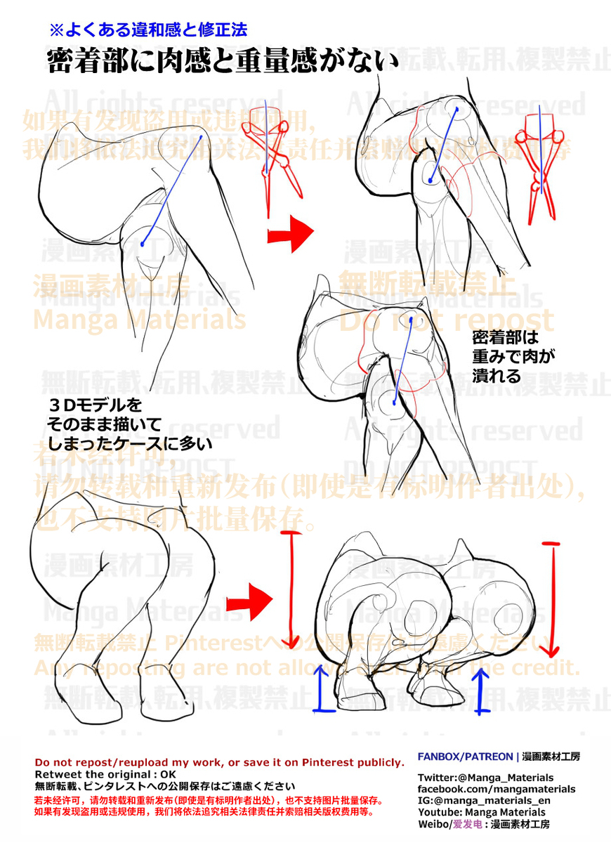 個人メモ：曲げた膝・密着部の肉感