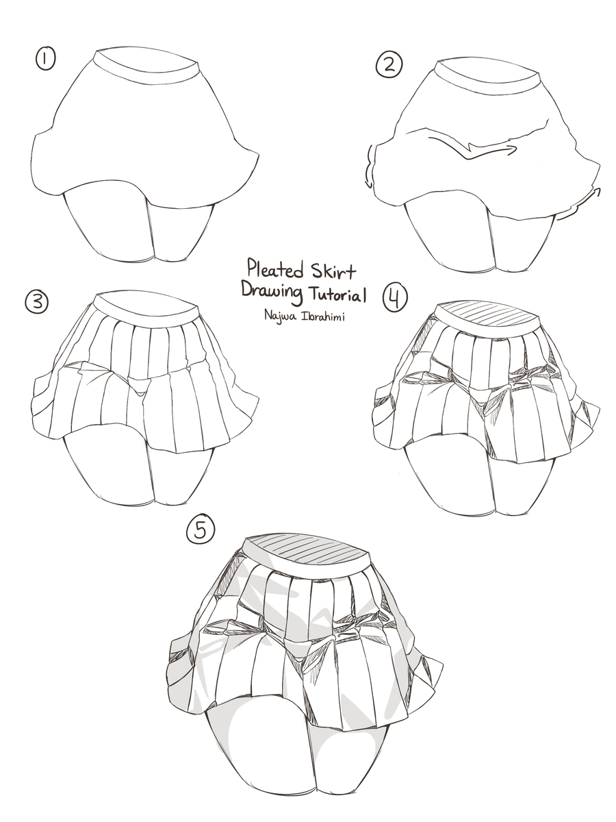 Pleated Skirt Drawing Tutorials_オリジナル_原创 插画世界(pixiv)