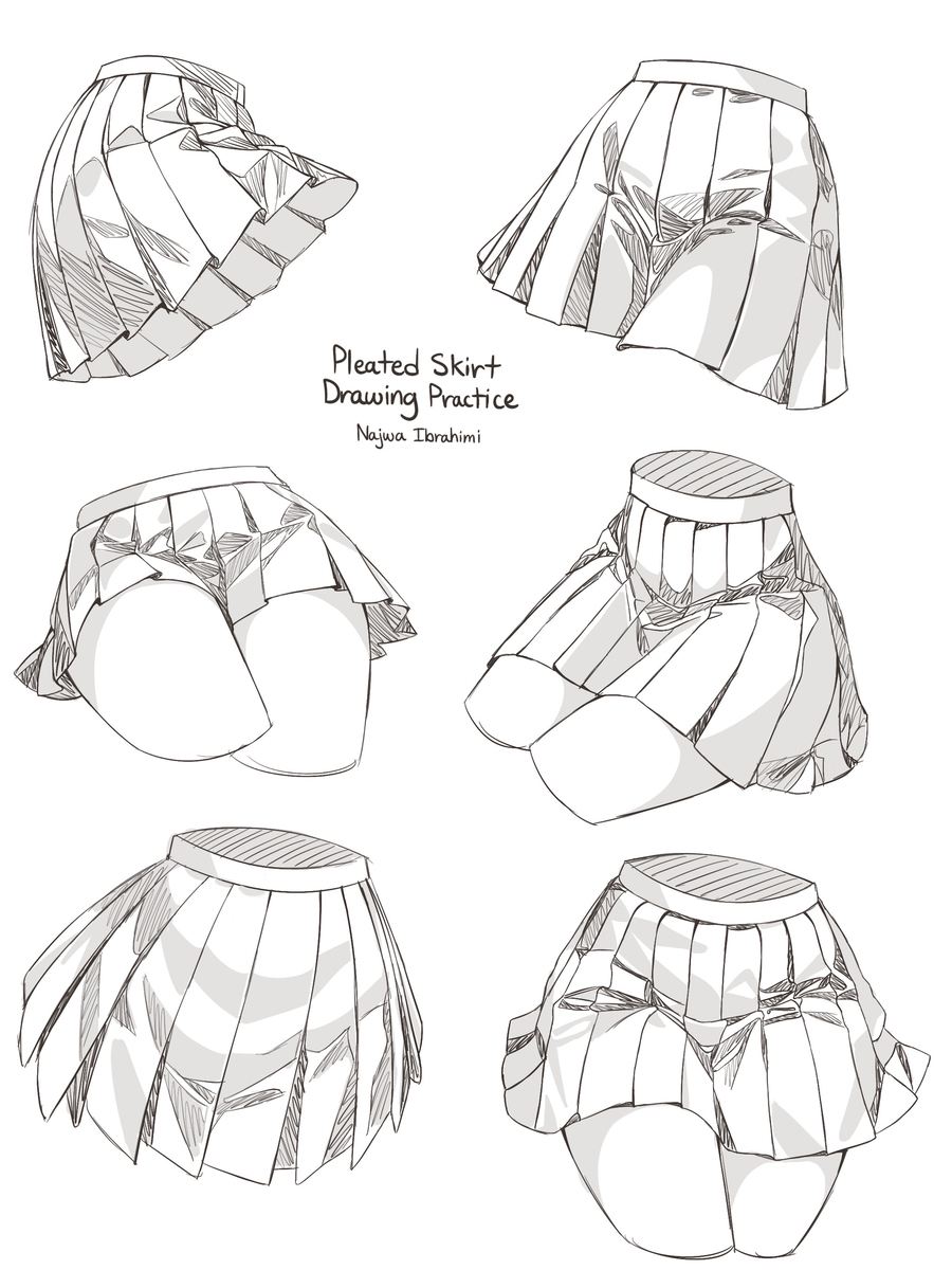 Pleated Skirt Drawing Tutorials_オリジナル_原创 插画世界(pixiv)