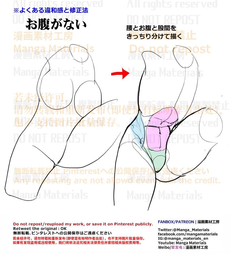 個人メモ：お腹周りの立体感