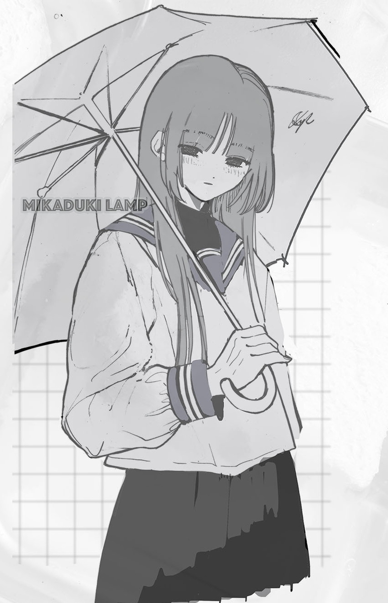 创作水手衣服男孩和伞