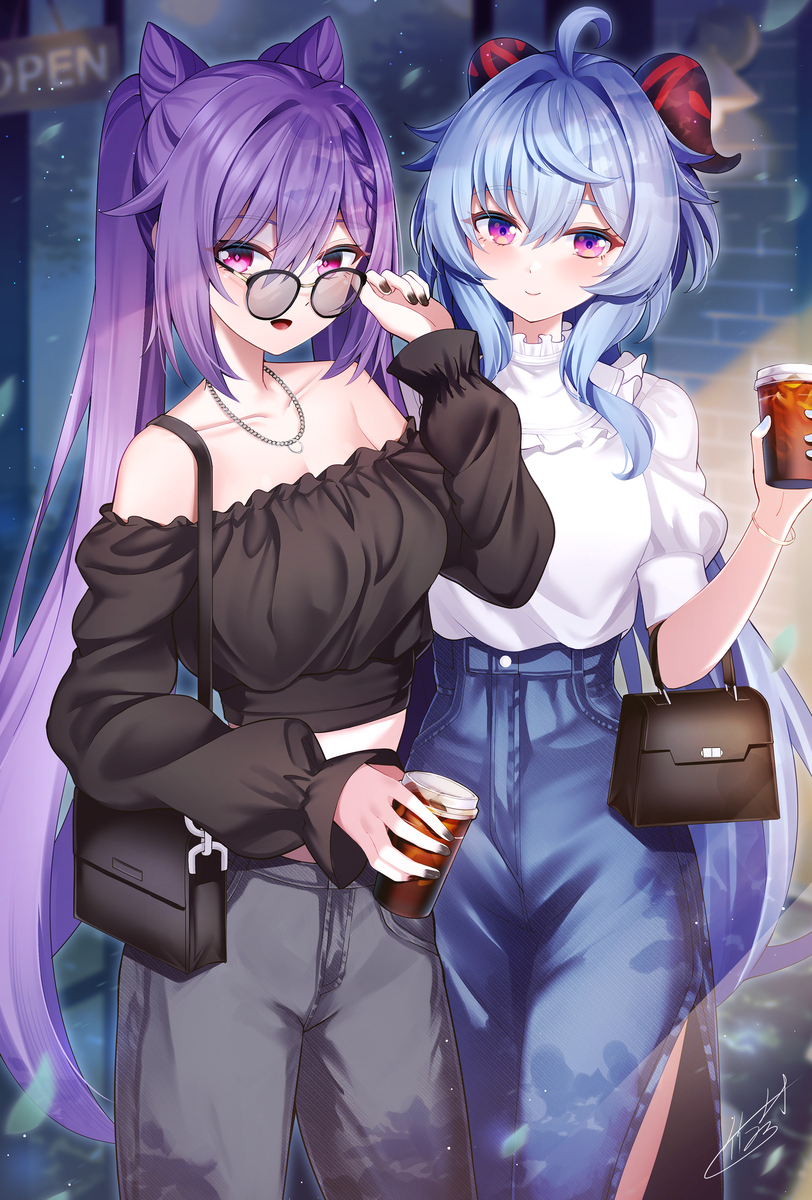 刻晴和甘雨的妄想便服约会