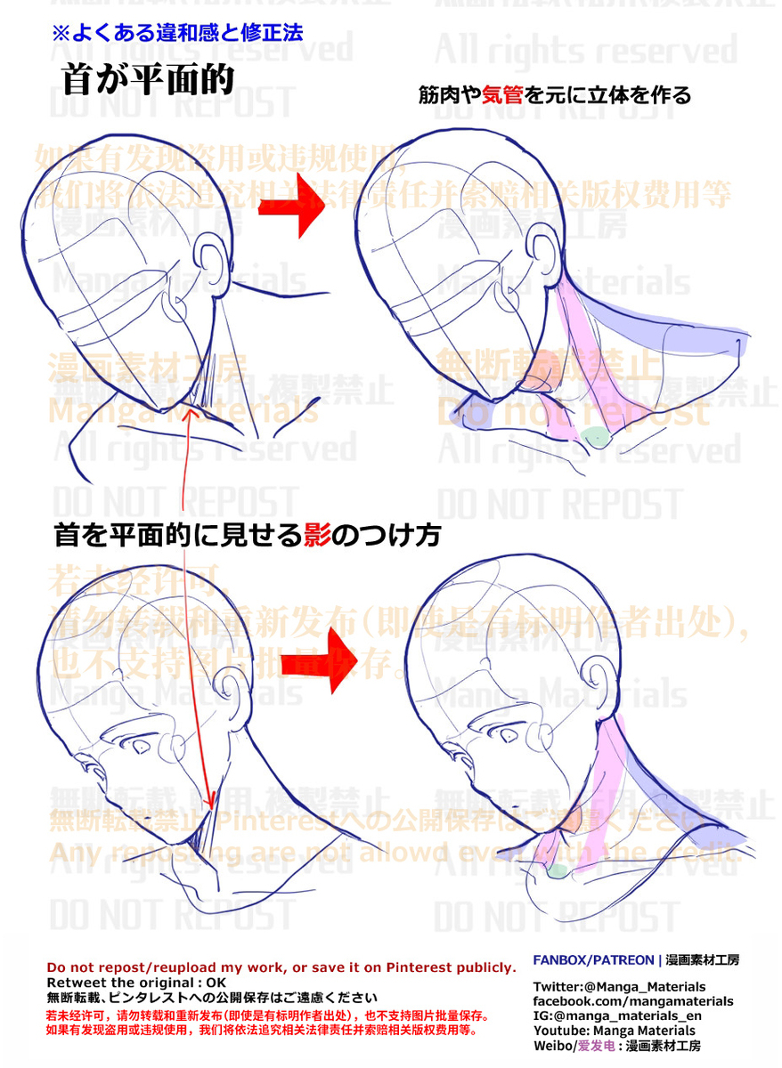 個人メモ：首の立体感