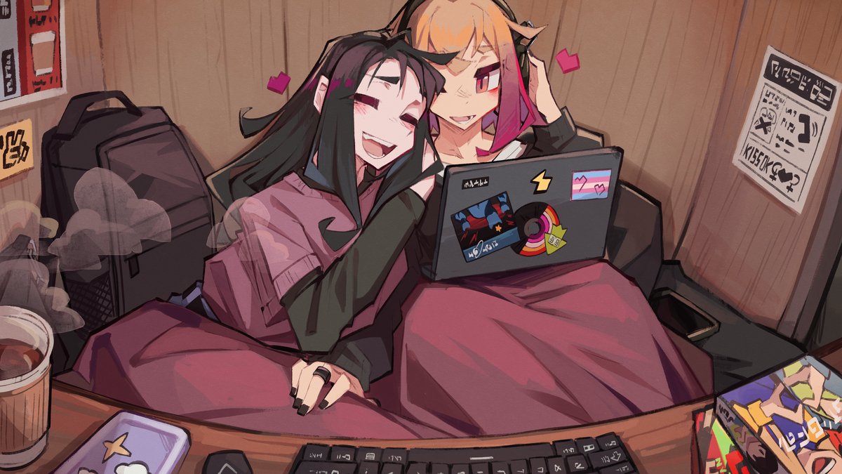 Gay women at the manga cafe