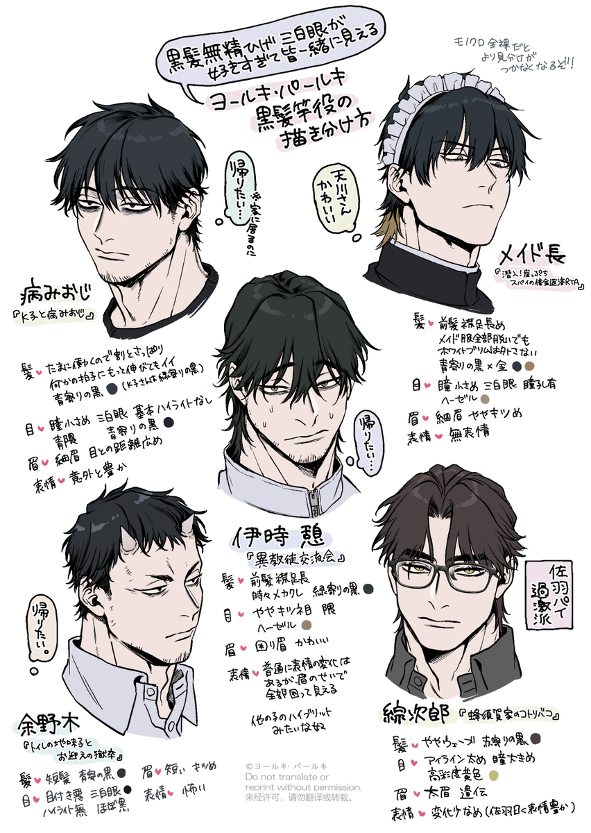 ヨールキ・パールキ黒髪竿役の描き分け方