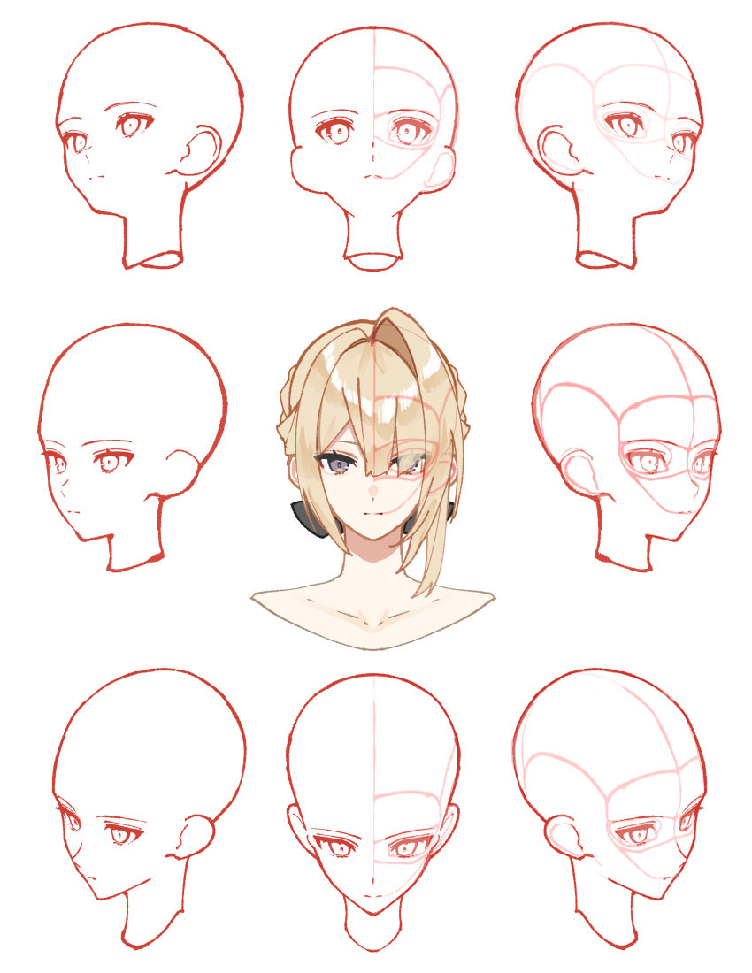 おねえさん顔角度別描き分け表