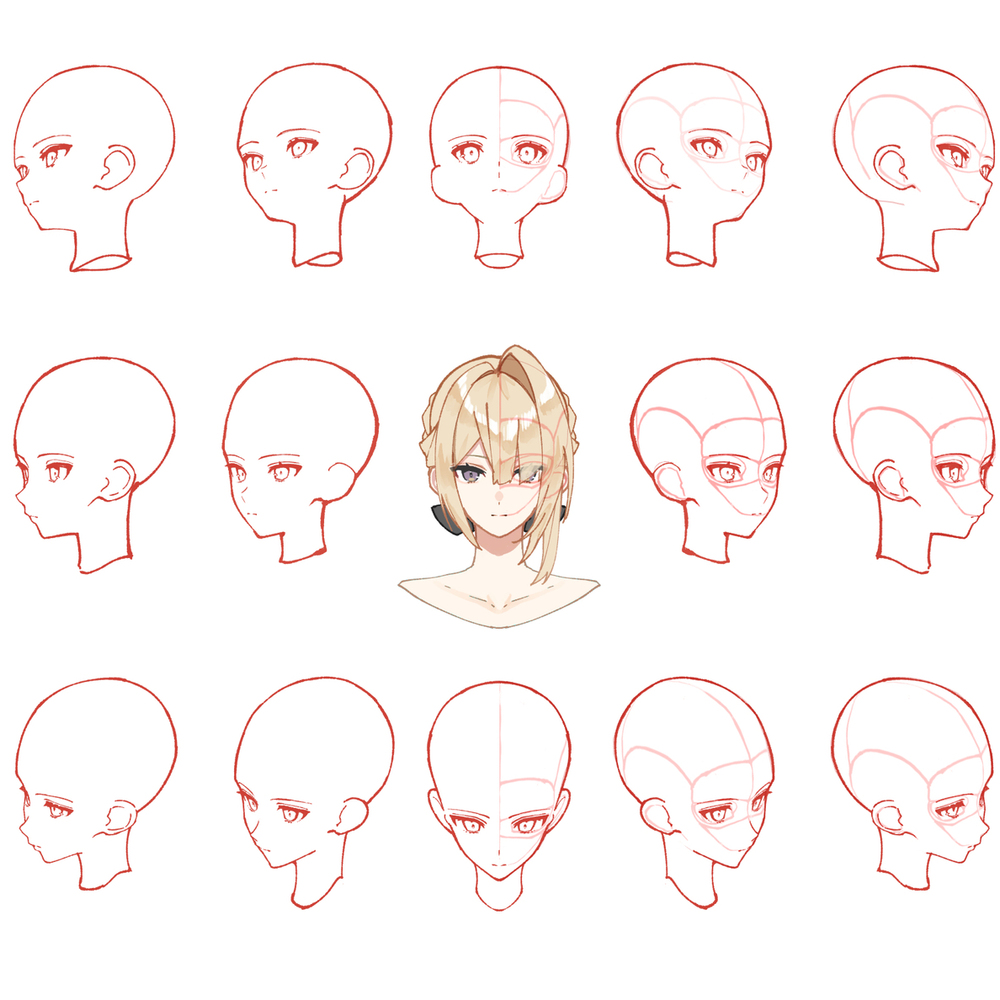 おねえさん顔角度別描き分け表