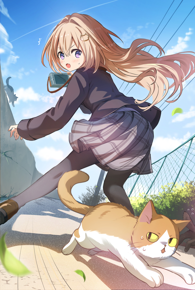 ネコと和解したい後輩ちゃん  「ああ！逃げないでくださいー！」