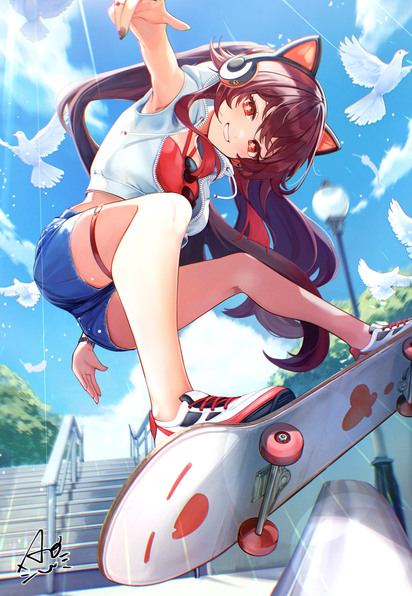 ストリートスケートボード×胡桃ちゃん👻