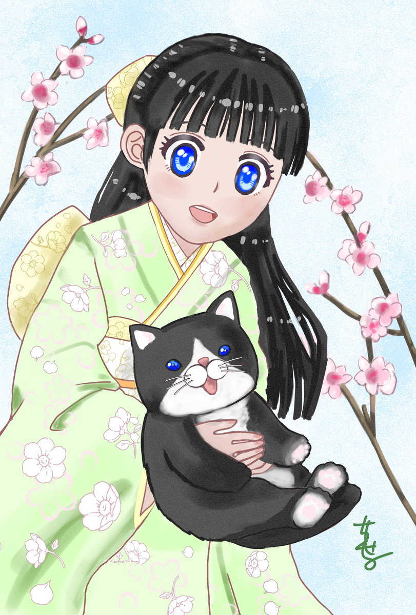 🌸猫に桃の花🌸