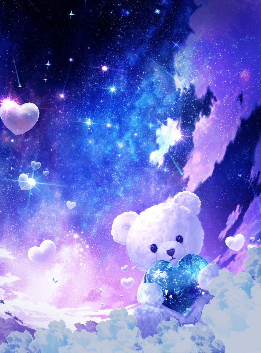 夜空に輝くクマさん雲✨