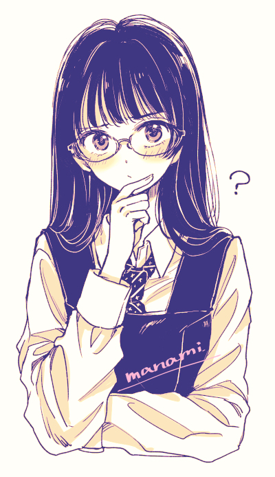 青っぽいらくがき4枚（眼鏡っこ多め）