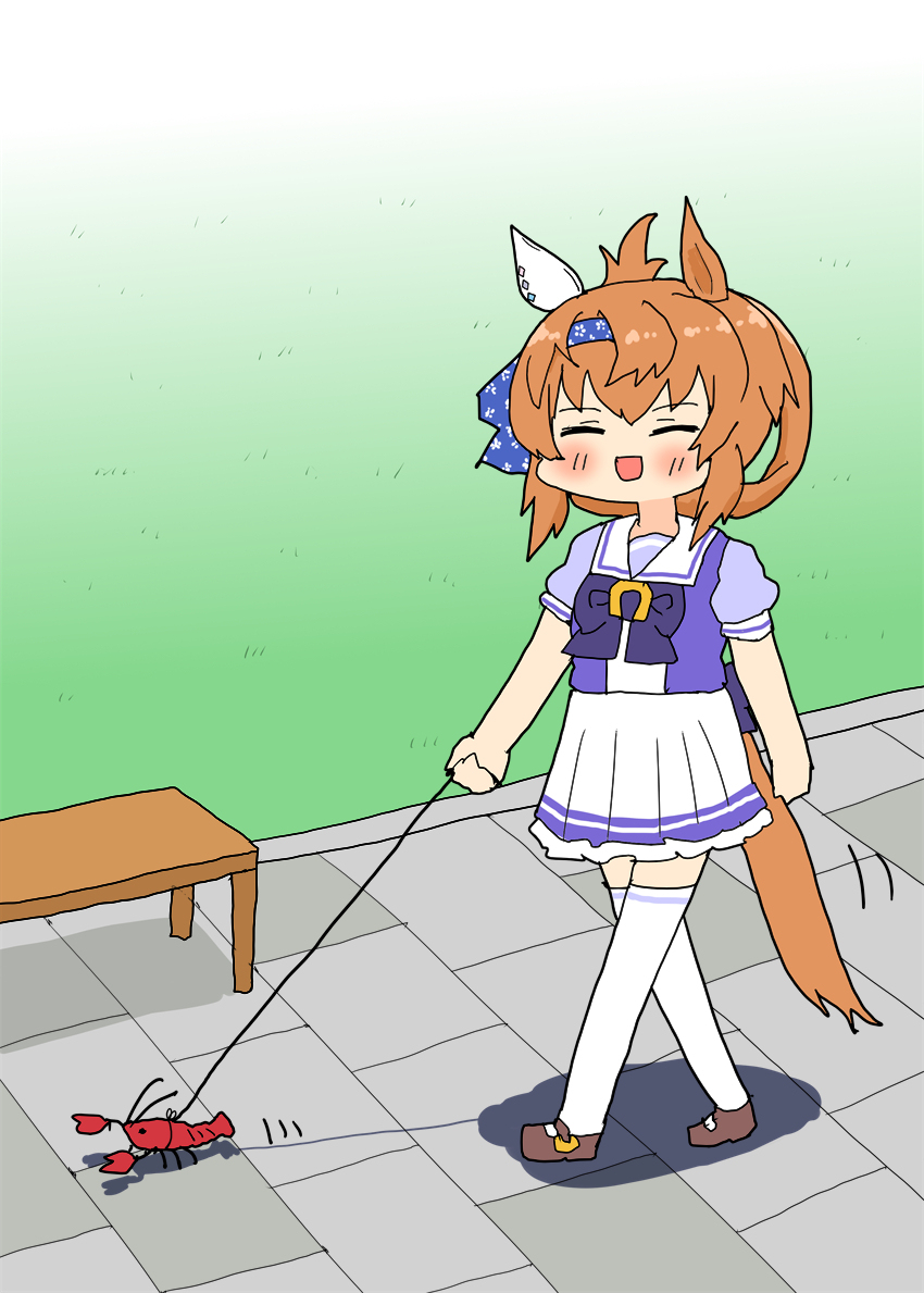 ザリ郎とトレセン学園を散歩してるフリオちゃん