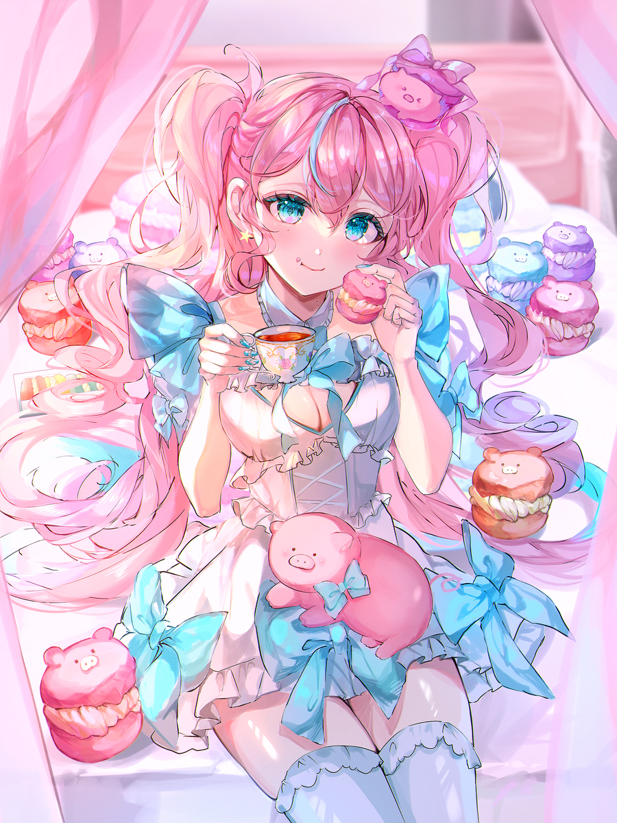 ぶたマカロンのお茶会☕️🩵