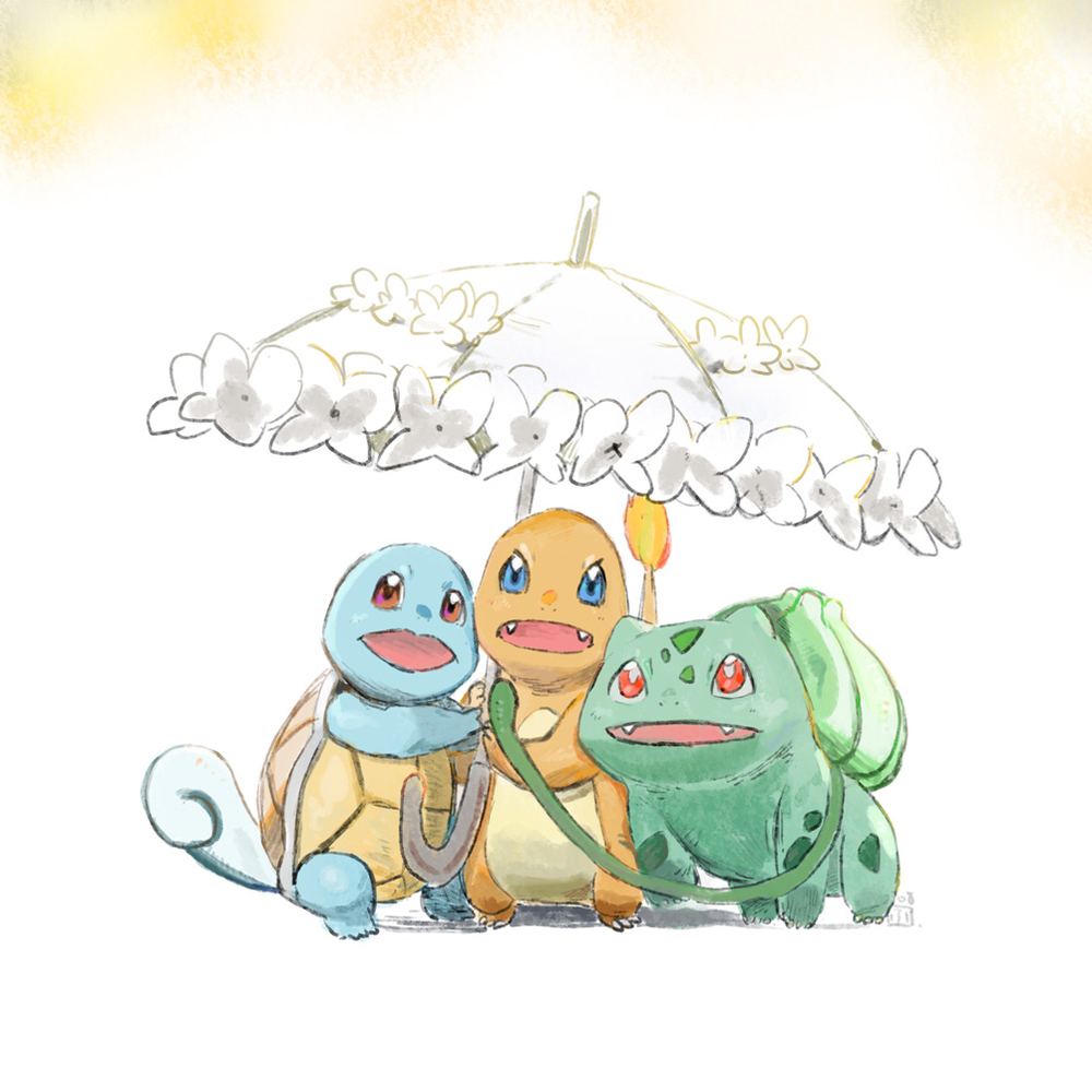 日傘と、フシギダネとヒトカゲとゼニガメ