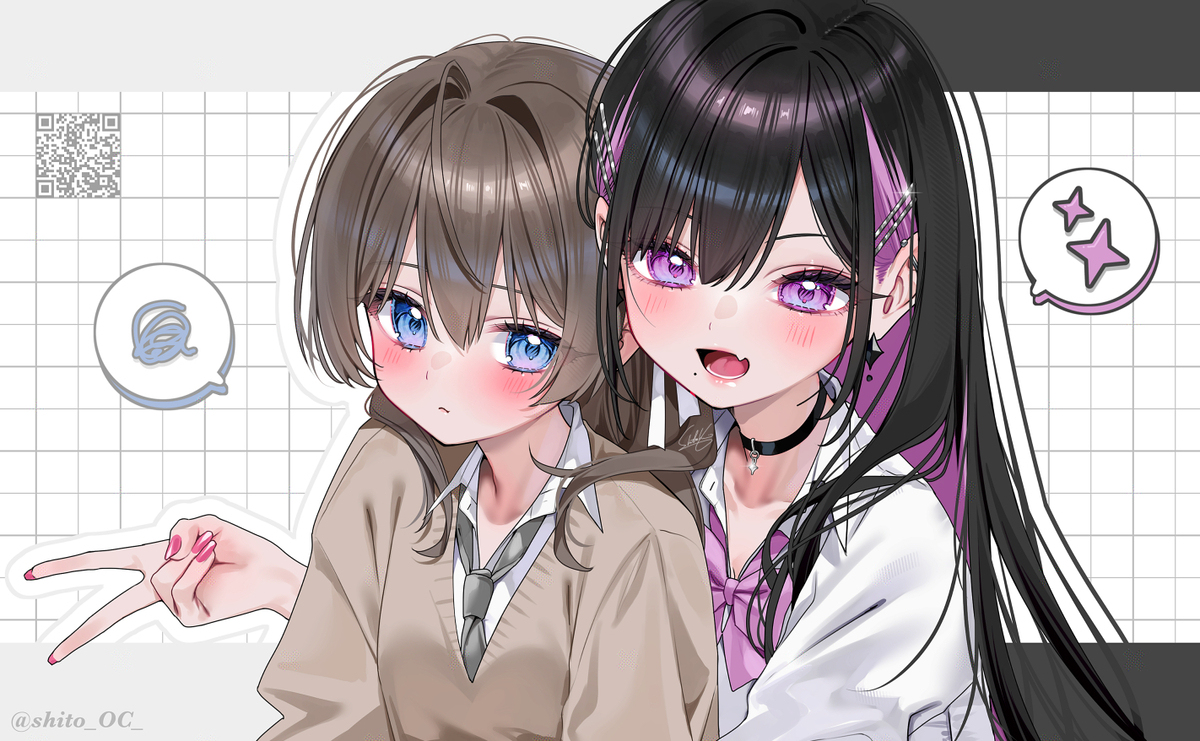 うちの創作百合✌️🤍🖤