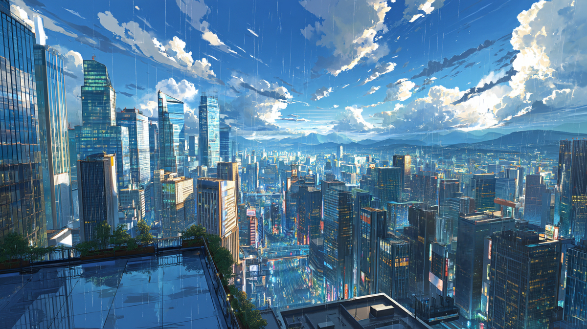 雨上がりの都会