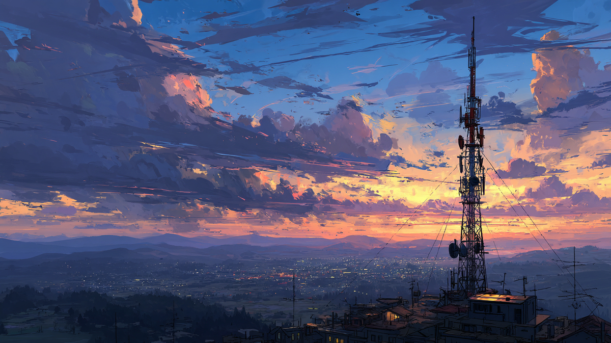 鉄塔のある夕暮れ