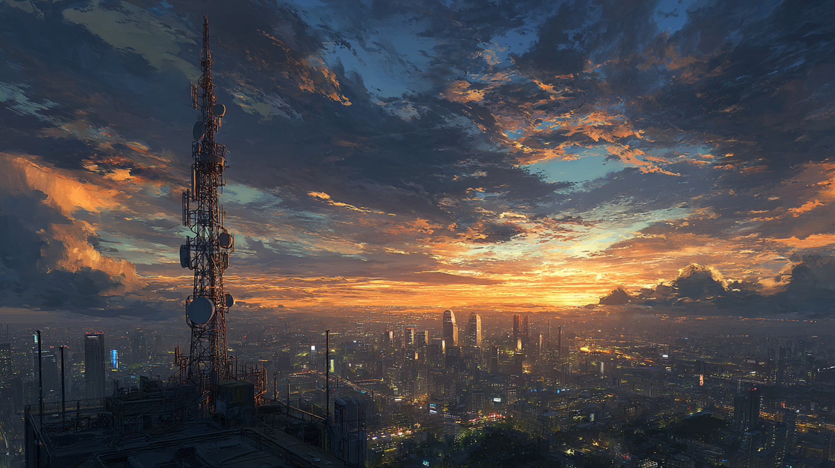 鉄塔のある夕暮れ