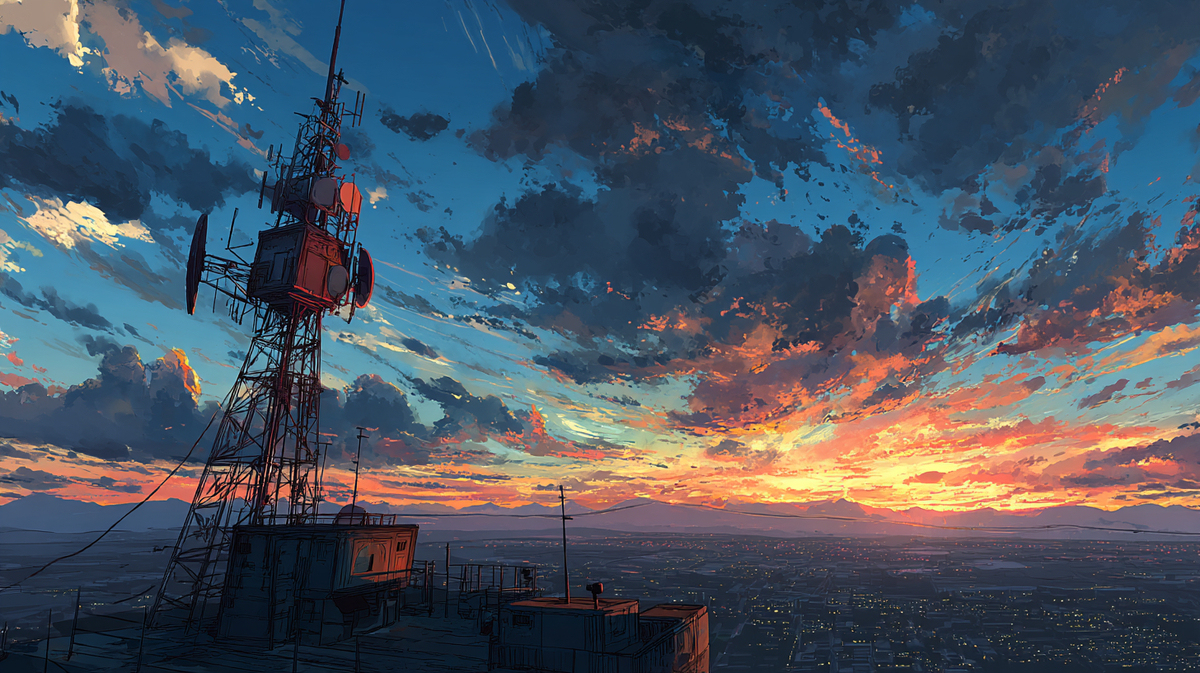 鉄塔のある夕暮れ