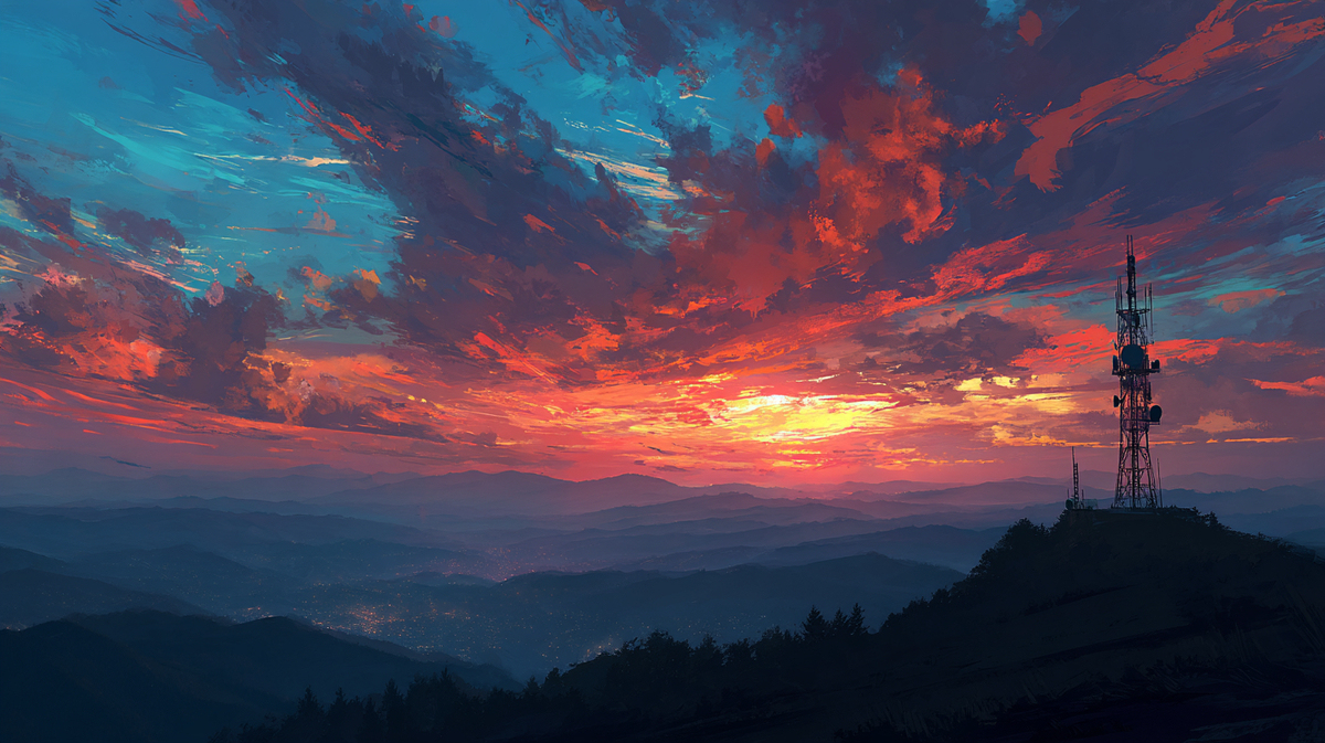 鉄塔のある夕暮れ