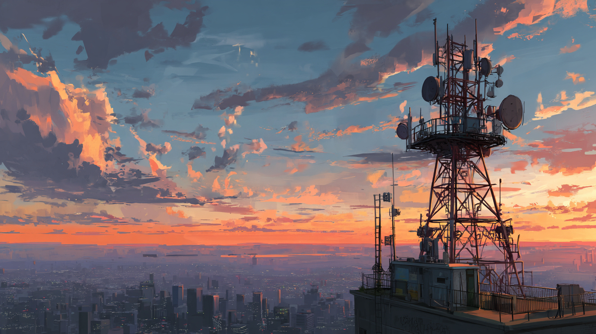 鉄塔のある夕暮れ