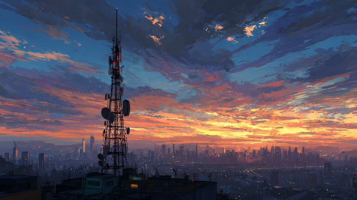 鉄塔のある夕暮れ