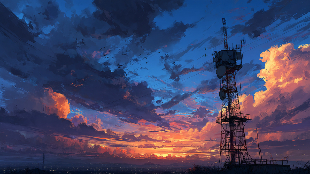 鉄塔のある夕暮れ